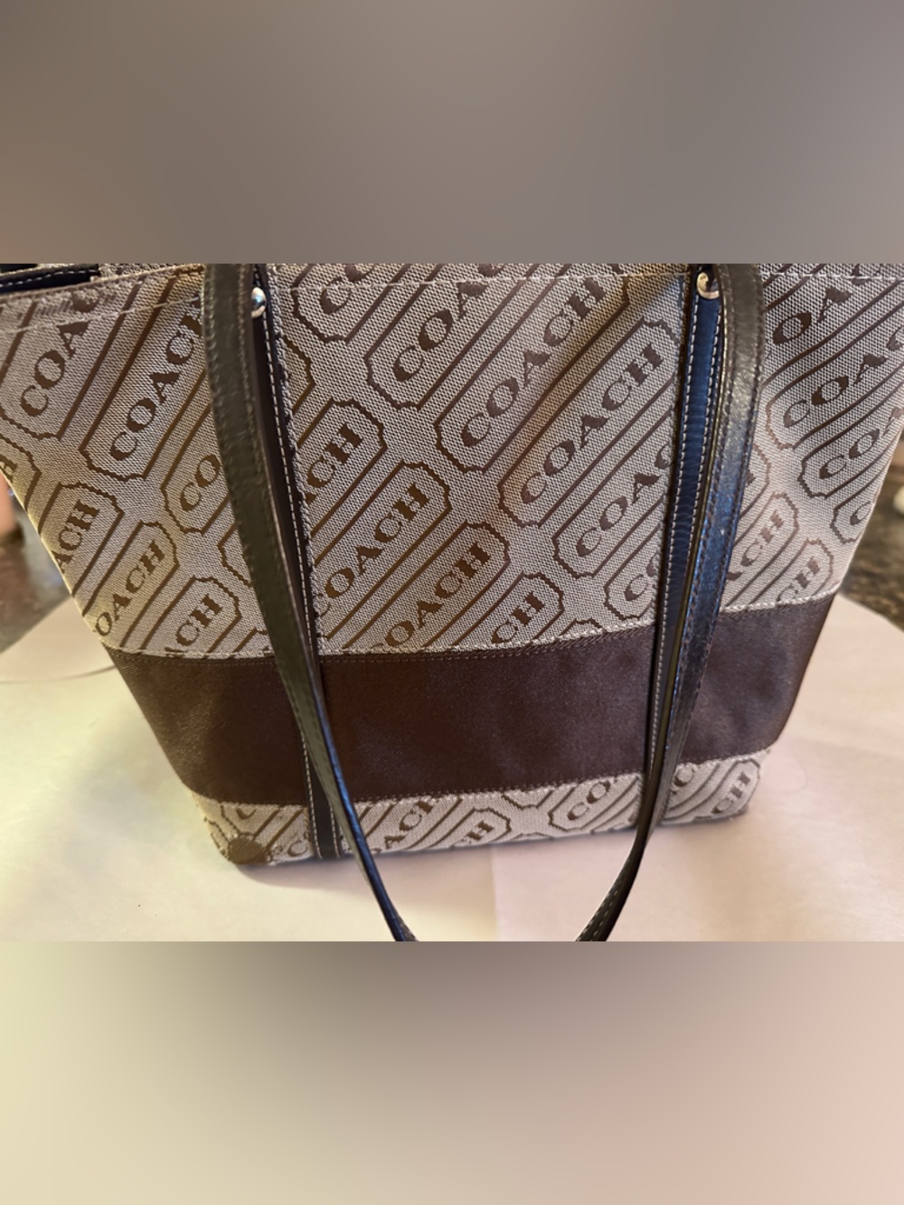 COACH Brown and Tan Logo Messenger Bag